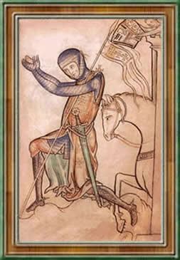 Коленопреклоненный рыцарь. Книжная миниатюра, Париж, 1250