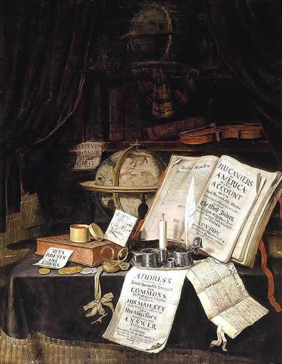 Эдвард Колльер. Натюрморт. 1697 год, холст, масло, частная коллекция 